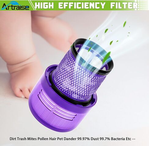 استبدال فلتر Artraise لـ Dyson V15 Detect V11 Animal V11 Torque Drive Plus V11 Complete V11 مكنسة كهربائية لاسلكية إضافية، مقارنة بالجزء 970013-02 (عبوتان) in Kuwait
