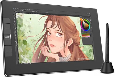 تابلت رسم VEIKK VK1200 V3 مع شاشة، شاشة قلم رسم رسومات مغلفة بالكامل مقاس 11.6 بوصة، حساسية ضغط 8192، مع حامل واحد، قلمين وقفاز واحد in Kuwait