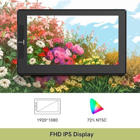 تابلت رسم VEIKK VK1200 V3 مع شاشة، شاشة قلم رسم رسومات مغلفة بالكامل مقاس 11.6 بوصة، حساسية ضغط 8192، مع حامل واحد، قلمين وقفاز واحد in Kuwait