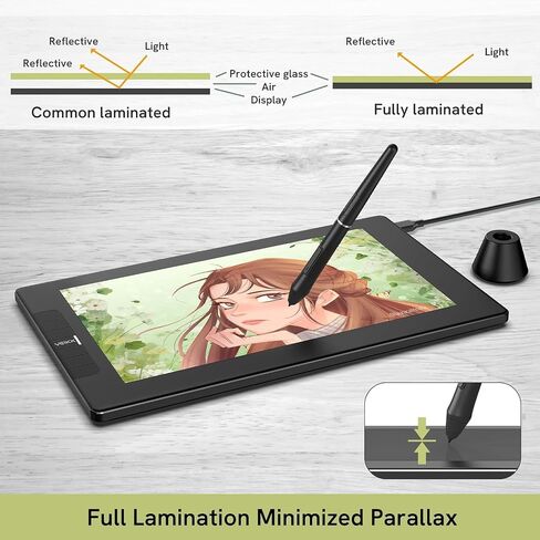 تابلت رسم VEIKK VK1200 V3 مع شاشة، شاشة قلم رسم رسومات مغلفة بالكامل مقاس 11.6 بوصة، حساسية ضغط 8192، مع حامل واحد، قلمين وقفاز واحد in Kuwait