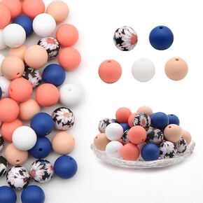 David accessories Silicone Beads 15mm Silicone Beads Bulk Round Silicone Beads for Keychain Pens Lanyards Bracelet Necklace Jewelry Making DIY Craft 50Pcs (Camouflage)