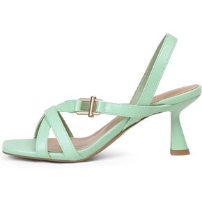 صنادل بكعب للنساء بكعب صغير 2.5 بوصة، وكعب مربع من الخلف، وكعب صيفي لطيف وأنيق، وكعب من جلد البولي يوريثان/جلد حائز على براءة اختراع in Kuwait