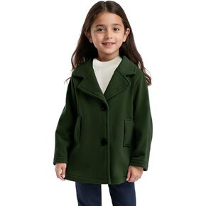 VKOMEO Little Girls Coat Baby Fleece Jacket Button Warm Winter Khaki Girl Trench Coat Outwear Jacket Toddler