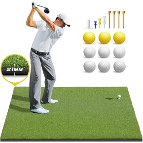 Bltend Golf Mat Pro, 5x4ft Golf Hitting Mats Practice Outdoor Indoor, 31 mm Thickened Artificial Turf Golf Practice Mats with 9 Golf Balls, 8 Golf Tees, Golf Driving Mat for Backyard Home Practice