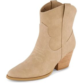 CUSHIONAIRE Women's Rocky Western boot with stitch detailing and Memory Foam padding, Wide Widths Available, Taupe 11