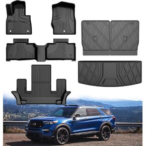 IKABEVEM Floor Mats Compatible for Ford Explorer/Explorer ST 2020-2024 6-Passenger Models, Floor Liners Original for 1st & 2nd & 3rd Row, Non Slip Floor Mat (Not for 7 Passenger)