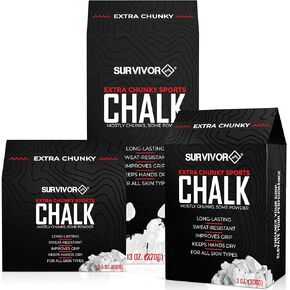 SURVIVOR Gym Chalk - 7 oz Chunky Climbing Chalk, Lifting Chalk, Gymnastics Chalk - Pure Magnesium Carbonate Hand Chalk Powder, Weightlifting Chalk Gym - Rock Climbing Chalk for Weightlifting & More in Kuwait