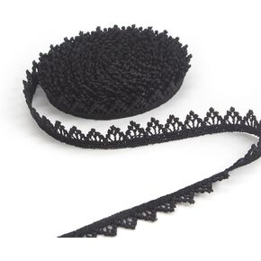 0.43 Inch Wide Lace Fabric Trim for Sewing Ribbon DIY Art Crafts (Black #04 (5 Yard))
