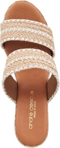 Andre Assous Women's Nolita Raffia Wedge Sandal, Natural Platino Stripe, 6 in Saudi Arabia
