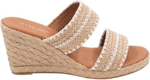 Andre Assous Women's Nolita Raffia Wedge Sandal, Natural Platino Stripe, 6 in Saudi Arabia