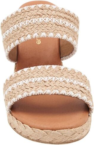 Andre Assous Women's Nolita Raffia Wedge Sandal, Natural Platino Stripe, 6 in Saudi Arabia