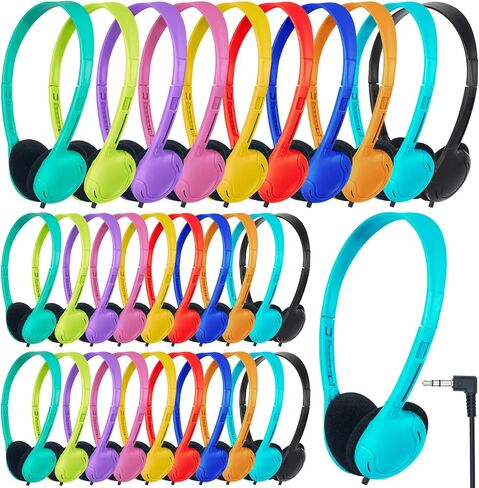 Kids Headphones Bulk 15 Pack for School Classroom Wired Headphones for Kids Students Children Toddler Boys Girls Teen and Adult 3.5 mm Jack Multi Color (10 Mixed Colors) in Saudi Arabia