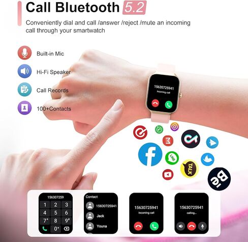 Smart Watches for Men/Women, 1.96'' Alexa Built-in Fitness Tracker Watch with Bluetooth Calls in Saudi Arabia