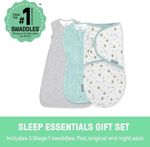 SwaddleMe by Ingenuity Swaddle, Compression Pod, & Sleep Sack Set, Gift Set, 0-3 Months, 3-Pack - Baby Elephant in Kuwait