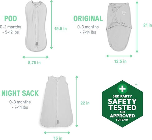 SwaddleMe by Ingenuity Swaddle, Compression Pod, & Sleep Sack Set, Gift Set, 0-3 Months, 3-Pack - Baby Elephant in Kuwait