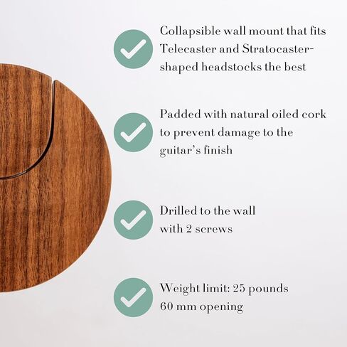 Openhagen World’s Only - Collapsible Electric Guitar Hanger and Wall Mount Bracket Holder for Guitars and Basses - Danish Design - Space Saving - Wooden - Oak Color - Scratch Proof in Saudi Arabia