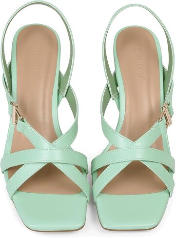 صنادل بكعب للنساء بكعب صغير 2.5 بوصة، وكعب مربع من الخلف، وكعب صيفي لطيف وأنيق، وكعب من جلد البولي يوريثان/جلد حائز على براءة اختراع in Kuwait