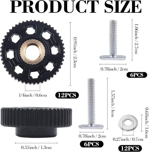 6 Pack T Track Knob Kit, 6 Star Knob, 1/4-20 Threaded bolts and Washers, T Track Bolts, Track Accessories for Woodworking Jigs and Fixtures in Saudi Arabia
