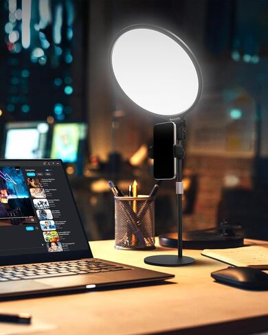 Desk Light with Stand for Zoom Meeting, 10'' Zoom Ligthing for Computer Video Conference Light, LED Full Screen Video Light for Live Streaming, 3 Colors and Dimmable Desktop Light - White in Saudi Arabia