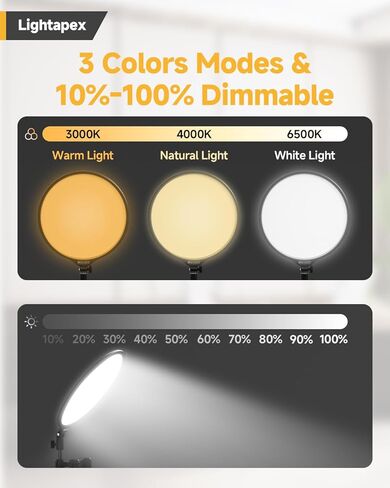 Desk Light with Stand for Zoom Meeting, 10'' Zoom Ligthing for Computer Video Conference Light, LED Full Screen Video Light for Live Streaming, 3 Colors and Dimmable Desktop Light - White in Saudi Arabia