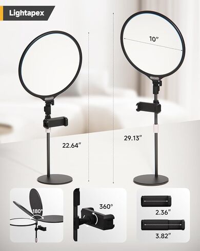 Desk Light with Stand for Zoom Meeting, 10'' Zoom Ligthing for Computer Video Conference Light, LED Full Screen Video Light for Live Streaming, 3 Colors and Dimmable Desktop Light - White in Saudi Arabia