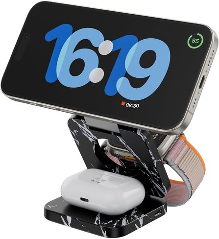 X55 Nature Series Fast Wireless Charger, Magnetic Foldable 3 in 1 Charging Station for iPhone 15/14/13/12/Pro/Plus/Pro Max, 5W Portable Charger for Apple Watch9/8/7/6/5/4/3/2/SE, for Airpods in Saudi Arabia