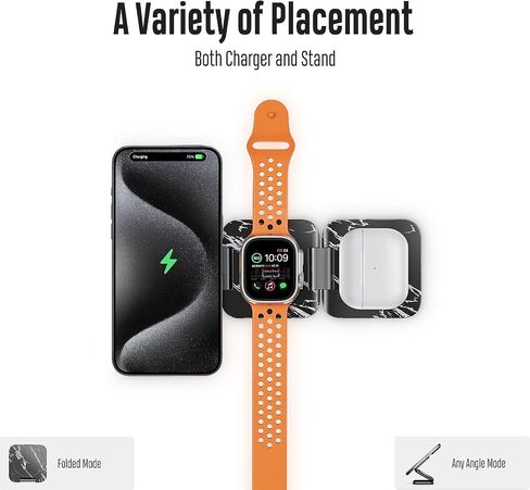 X55 Nature Series Fast Wireless Charger, Magnetic Foldable 3 in 1 Charging Station for iPhone 15/14/13/12/Pro/Plus/Pro Max, 5W Portable Charger for Apple Watch9/8/7/6/5/4/3/2/SE, for Airpods in Saudi Arabia