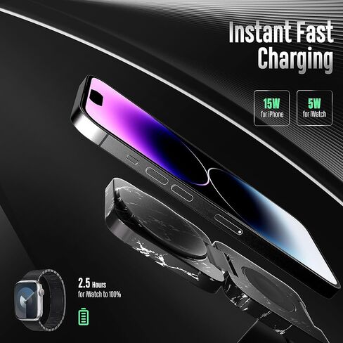 X55 Nature Series Fast Wireless Charger, Magnetic Foldable 3 in 1 Charging Station for iPhone 15/14/13/12/Pro/Plus/Pro Max, 5W Portable Charger for Apple Watch9/8/7/6/5/4/3/2/SE, for Airpods in Saudi Arabia