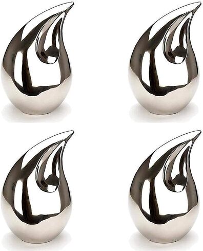 Small Keepsake Silver Teardrop Cremation Urns for Human Ashes for Both Adult Male, Female Men, Women Funeral Urns Memorial Mini Urn 3" Inch Size Pet Dogs, Cat Ashes Urn Secured Lid with Velvet Bag in Saudi Arabia