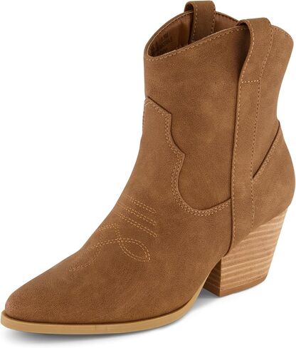 CUSHIONAIRE Women's Rocky Western boot with stitch detailing and Memory Foam padding, Wide Widths Available, Taupe 11 in Saudi Arabia