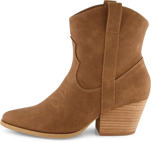 CUSHIONAIRE Women's Rocky Western boot with stitch detailing and Memory Foam padding, Wide Widths Available, Taupe 11 in Saudi Arabia