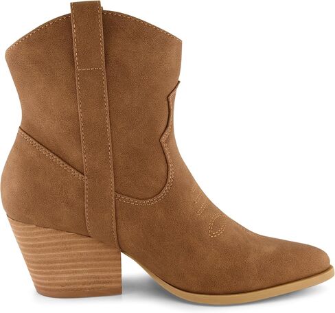 CUSHIONAIRE Women's Rocky Western boot with stitch detailing and Memory Foam padding, Wide Widths Available, Taupe 11 in Saudi Arabia