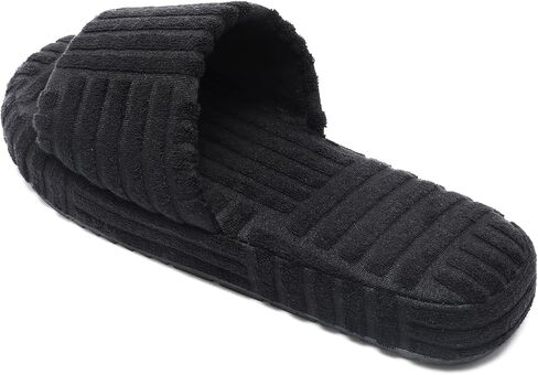 Jakcuz Terry Towelling Slippers for Women Girls Memory Foam Open Toe Comfortable Slide Sandals Solid Green Size 9 in Saudi Arabia