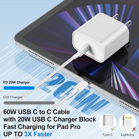 Fast Charger for iPhone 15 Charger Fast Charging 2Pack 6FT, 20W USB C for iPad Pro Charger Block with Type C to C Cable Charging for iPhone 15 Pro Max/15 Pro/15 Plus/Pad Pro 13/12.9/Air/Mini-Dark Gray in Saudi Arabia