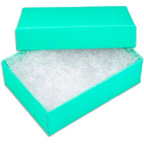 TheDisplayGuys - 100-Pack #11 Cotton Filled Cardboard Kraft Paper Jewelry Packaging Box - Teal Green (2.1 x 1.8 x 0.8) - for Gifting, Shipping or Storage
