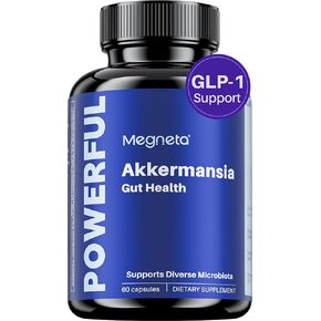 Akkermansia Probiotic, Boosts GLP-1, 300M AFU, Inulin Prebiotic Fiber - Gut Health Supplements for Men & Women (60 Capsules)