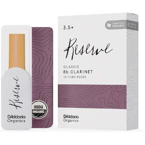 D’Addario Woodwinds - Organic Reserve Classic Bb Clarinet Reeds - B Flat Clarinet Reeds - Reeds for Clarinet - Clarinet Bb Reeds - Individually Sealed - Filed, Strength 3, 3-Pack