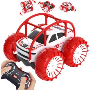 MaxTronic Remote Control Car, RC Cars Amphibious Land & Water Beach Pool Toy Off-Road RC Boat, 360°Flip Rotation Stunt Car with Sidelights for Toddlers 3 4 5 6 7 8 9 10 11 12 Years Kids Boys Girls
