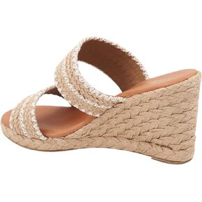 Andre Assous Women's Nolita Raffia Wedge Sandal, Natural Platino Stripe, 7 in Kuwait