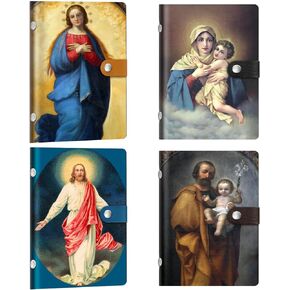 Eersida 4 Pcs Holy Card Holder Carrying Each Case Hold to 40 Cards, Holy Prayer Card Holder with Gold Stamped Cross, Faux Leather Holy Card Bag Card Organizer for Religious Prayer Cards