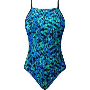 The Finals Women's Swanback Athletic One Piece Swimsuit, Green/Zircon, 26 in Kuwait