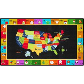 Classroom Rug for Kids,Alphabet Classroom Carpet Seating Rug Learning Carpet for School, Elementary USA Map Area Rug for Learning and Reading, Teacher Rugs for Classroom Elementary-7'6"x13'