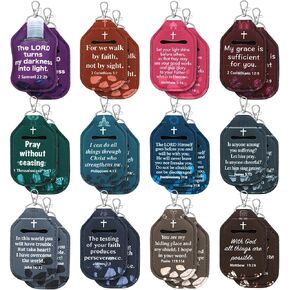 Kenning 24 Pcs Inspirational Hand Sanitizer Keychain Holders Travel Size Religious Thank You Gift for Employee Appreciation