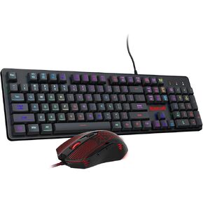 Redragon S107 Gaming Keyboard and Mouse Combo Large Mouse Pad Mechanical Feel RGB Backlit 3200 DPI Mouse for Windows PC (Keyboard Mouse Mousepad Set)