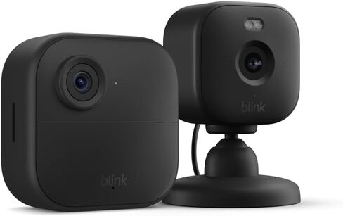 Blink Outdoor 4 + Blink Mini 2 — Smart security cameras, two-way talk, HD live view, motion detection, set up in minutes, Works with Alexa — 2 camera system + Mini 2 (Black) in Saudi Arabia