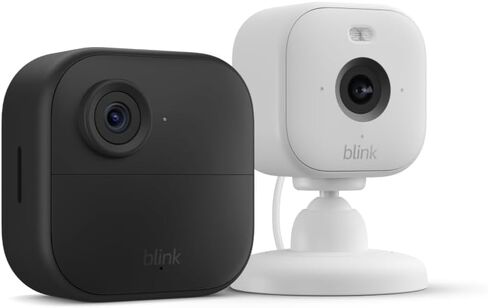 Blink Outdoor 4 + Blink Mini 2 — Smart security cameras, two-way talk, HD live view, motion detection, set up in minutes, Works with Alexa — 2 camera system + Mini 2 (Black) in Saudi Arabia