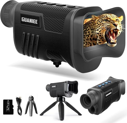 رؤية ليلية أحادية 1080 بكسل نظارات رؤية ليلية بالأشعة تحت الحمراء 10X نطاق رؤية ليلية تكبير رقمي مع بطارية مدمجة قابلة لإعادة الشحن 4000 مللي أمبير في الساعة مع بطاقة SD سعة 32 جيجابايت للصيد والتخييم in Kuwait