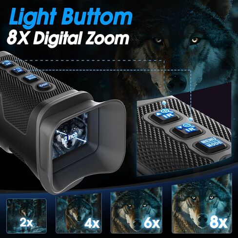 رؤية ليلية أحادية 1080 بكسل نظارات رؤية ليلية بالأشعة تحت الحمراء 10X نطاق رؤية ليلية تكبير رقمي مع بطارية مدمجة قابلة لإعادة الشحن 4000 مللي أمبير في الساعة مع بطاقة SD سعة 32 جيجابايت للصيد والتخييم in Kuwait