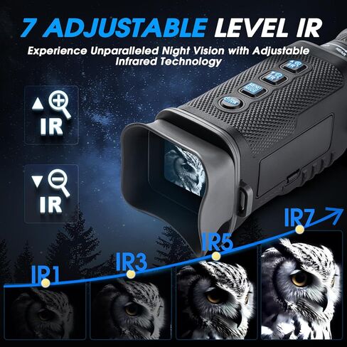 رؤية ليلية أحادية 1080 بكسل نظارات رؤية ليلية بالأشعة تحت الحمراء 10X نطاق رؤية ليلية تكبير رقمي مع بطارية مدمجة قابلة لإعادة الشحن 4000 مللي أمبير في الساعة مع بطاقة SD سعة 32 جيجابايت للصيد والتخييم in Kuwait