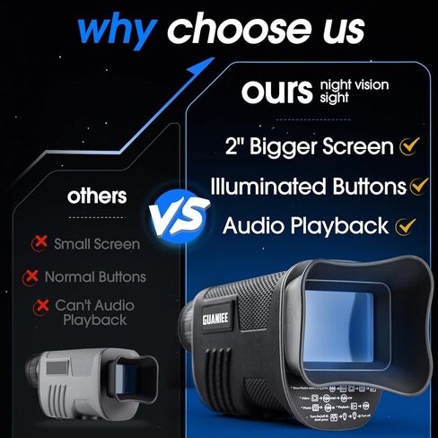 رؤية ليلية أحادية 1080 بكسل نظارات رؤية ليلية بالأشعة تحت الحمراء 10X نطاق رؤية ليلية تكبير رقمي مع بطارية مدمجة قابلة لإعادة الشحن 4000 مللي أمبير في الساعة مع بطاقة SD سعة 32 جيجابايت للصيد والتخييم in Kuwait